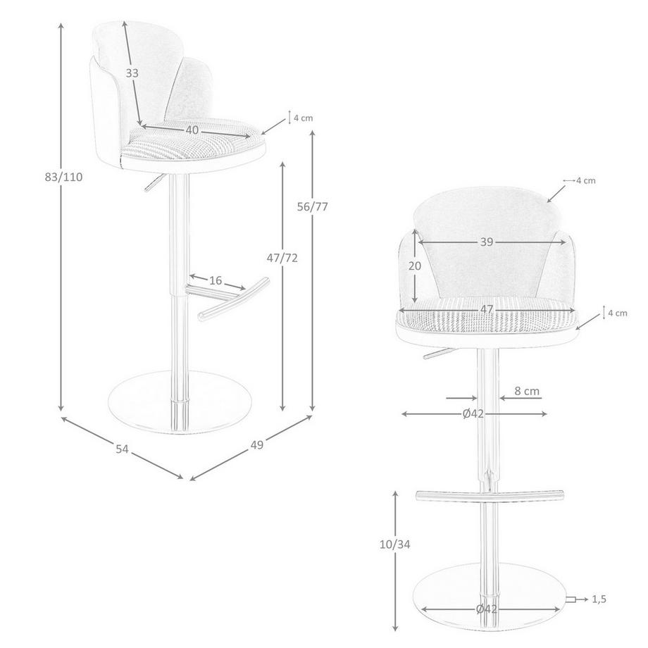 ANGEL CERDA Sgabello girevole in tessuto e similpelle  