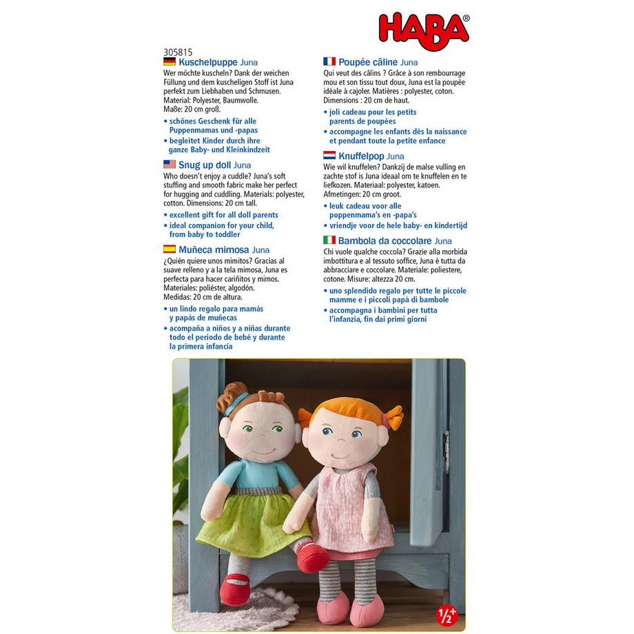 HABA  HABA Poupée câline Juna - 29 cm 