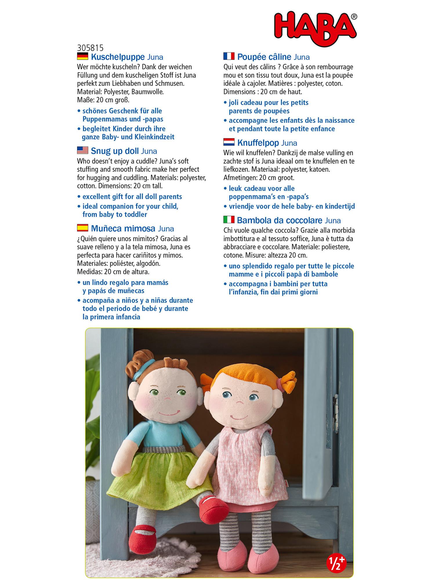 HABA  HABA Poupée câline Juna - 29 cm 