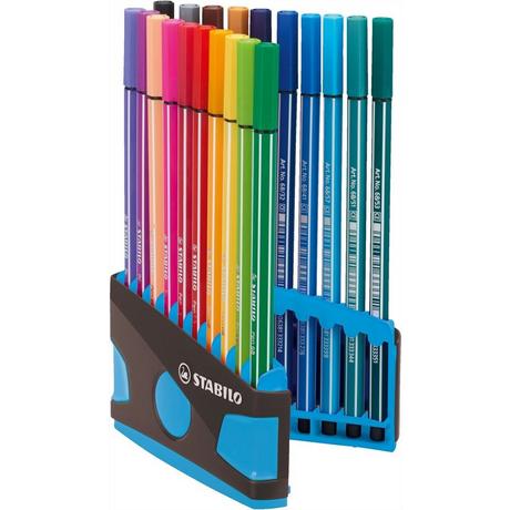 STABILO STABILO Pen 68 - stylo feutre premium - ColorParade - anthracite/bleu clair - avec 20 couleurs  