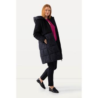 Ulla Popken  Jacke, Materialmix, 2-Wege-Zipper, Kapuze 