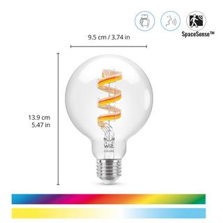 WIZ WiFi Smart LED E27 G95 40W Filamentfarbe + Warm-Kaltweiß 470lm  