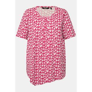 Ulla Popken  T-Shirt, Herzen, Zipfelsaum, Rundhals, Halbarm 