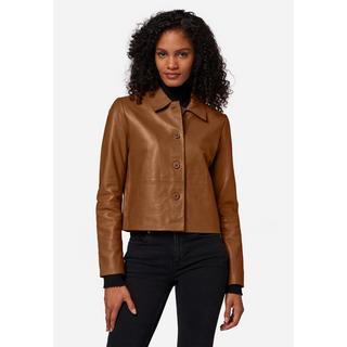 RICANO  Lederjacke Cecila, Bolero Stil mit zeitlosem Polokragen 