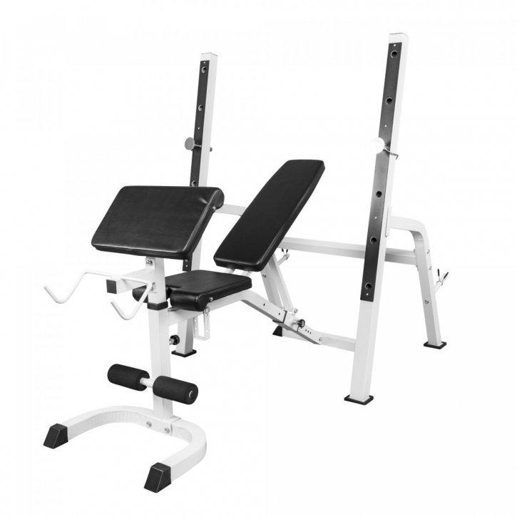 Gorilla Sports  BANC DE MUSCULATION AVEC REPOSE BARRE SÉPARÉ | MUSCULATION | NOIR OU BLANC 