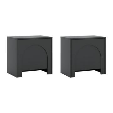 Lot de 2 tables de chevet 1 porte - Noir - DELANYA