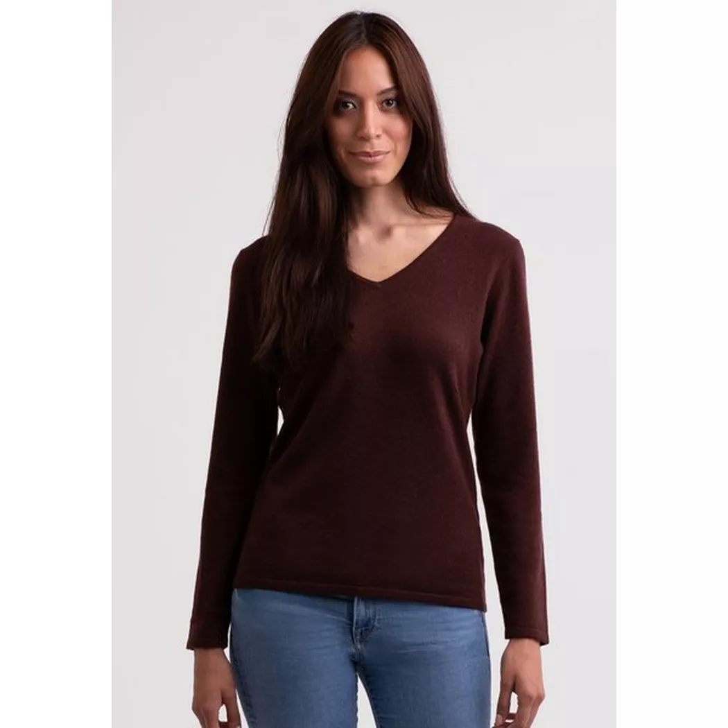 CASH-MERE.CH - Kaschmir V-Ausschnitt Pullover, für Damen, Bronze, Größe XXL