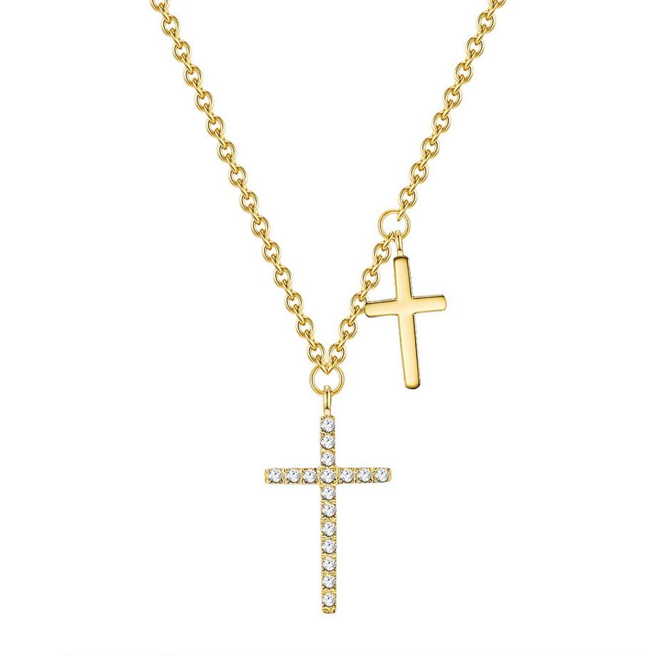 Kette mit Anhänger Edelstahl gelbgold Zirkonia