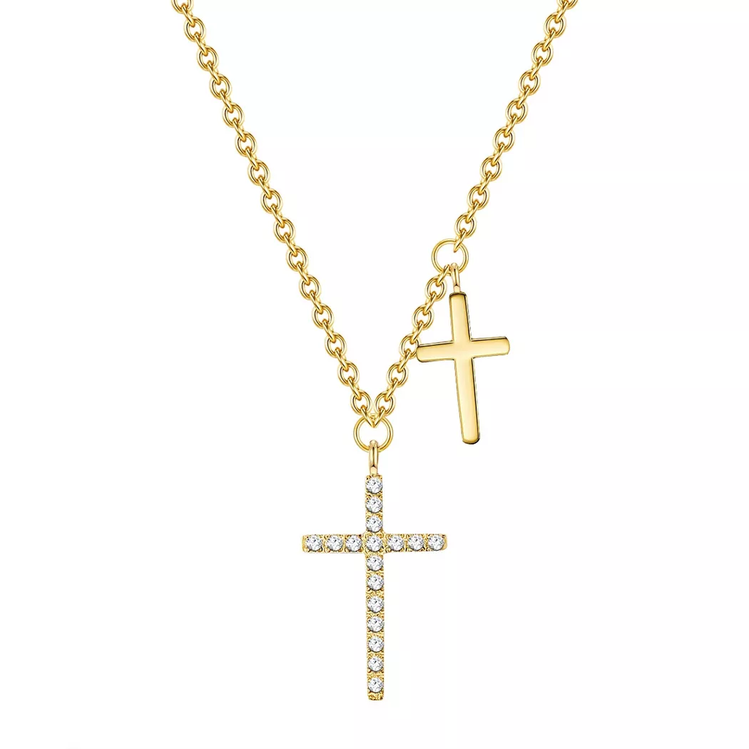 Lulu & Jane - Kette mit Anhänger Edelstahl gelbgold Zirkonia, 52 CM