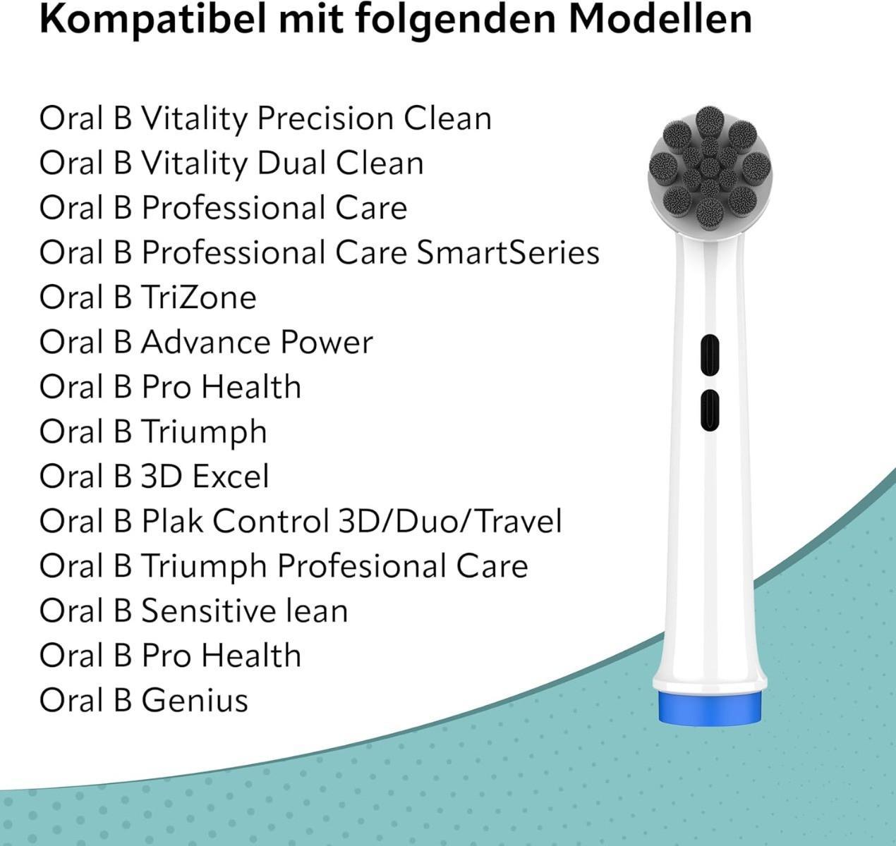 Ora-Care  Ersatzbürsten mit Aktivkohle kompatibel mit Oral-B 8er Pack 