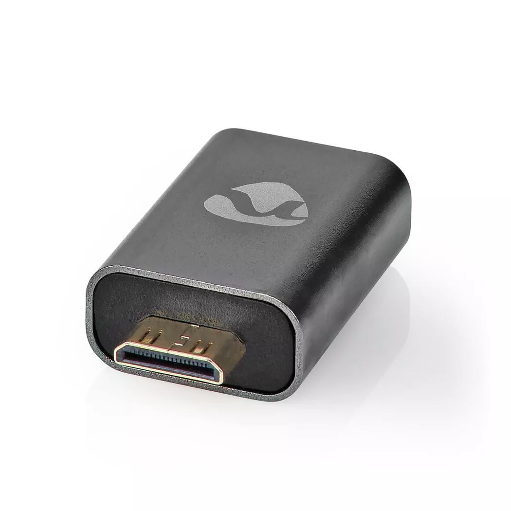 Nedis HDMI™ Adapter | HDMI™ Male / HDMI™ Mini Connector | HDMI™ Output | Gold Plated | Straight | Aluminium | Gun Metal Grey | 1 pcs | Cover Window Box
