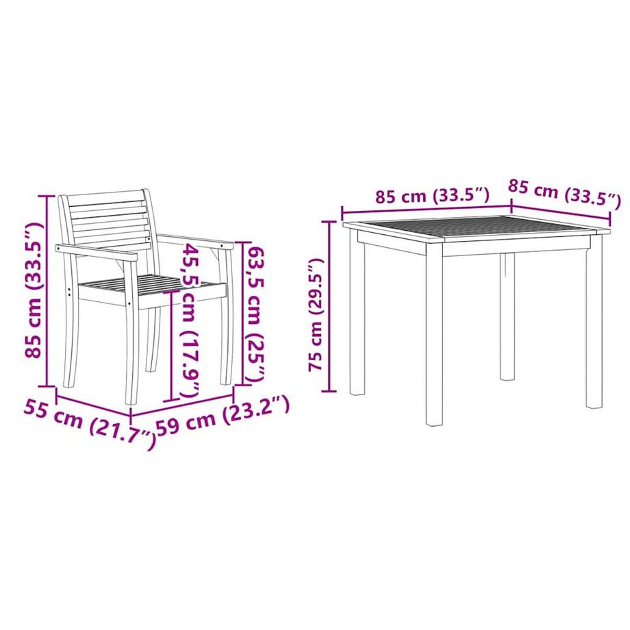VidaXL Ensemble de salle à manger pour jardin bois d'acacia massif  