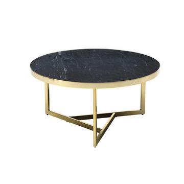 Table basse en marbre et métal - Noir et doré - ROBURTA