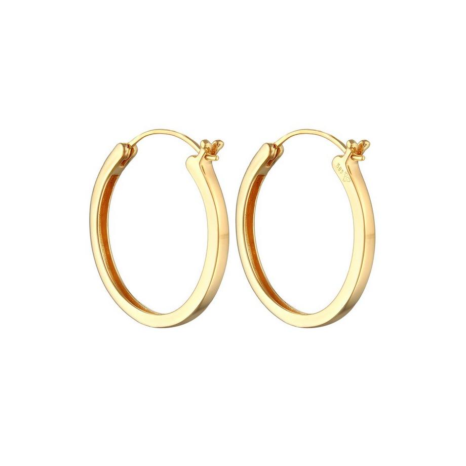 Elli  Boucles d'Oreilles Femmes Créoles Classiques Rondes En Or Jaune 585 