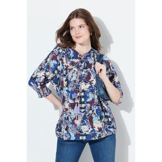 Ulla Popken Blusa Cupro Allacciatura Oversize Scollo Rotondo Maniche 3/4  