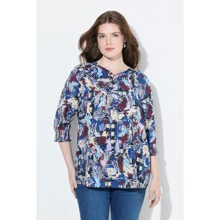 Ulla Popken Blusa Cupro Allacciatura Oversize Scollo Rotondo Maniche 3/4  