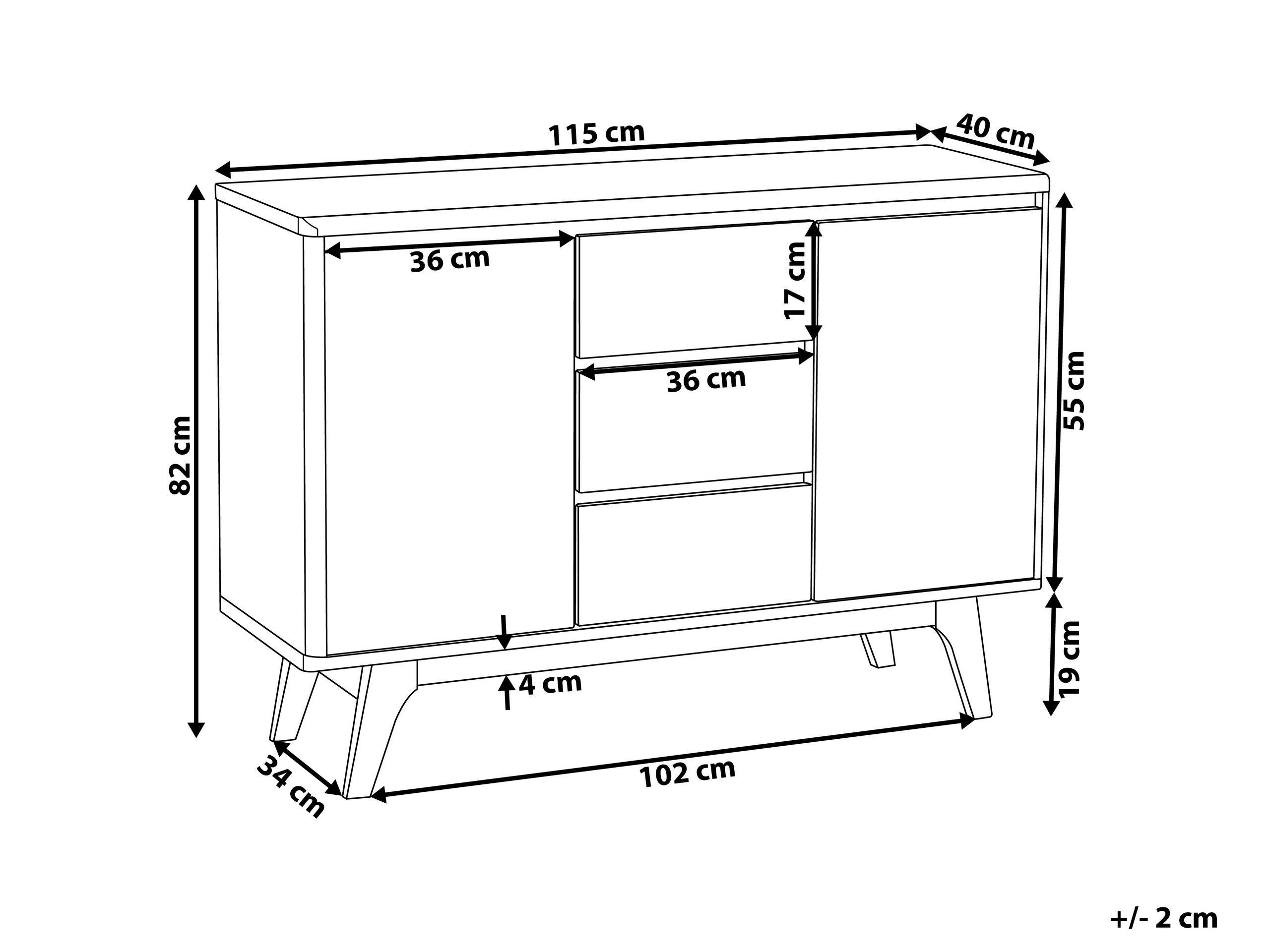 Beliani Commode à 3 tiroirs en MDF Scandinave PITTSBURGH  