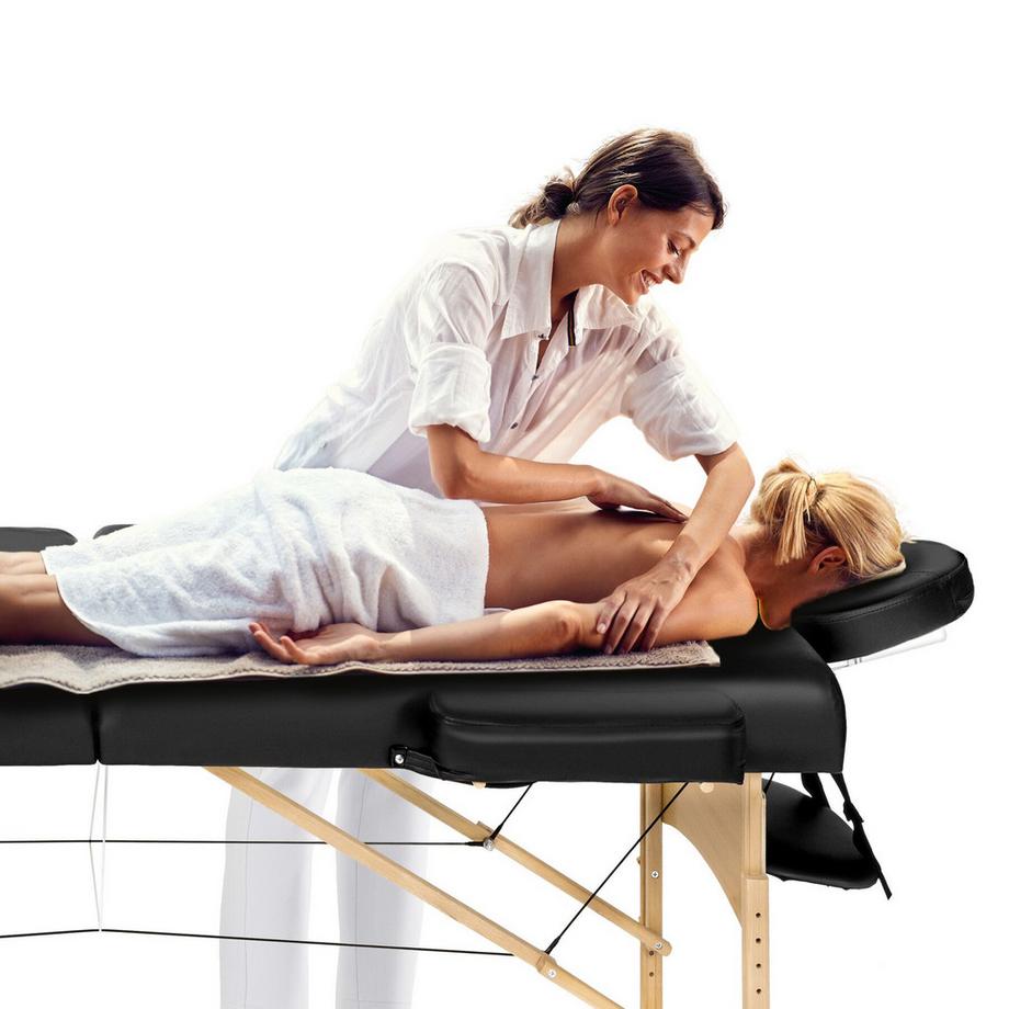Tectake Table de massage portable pliante à 3 zones DANIEL largeur 60 cm et rembourrage de 3 cm  