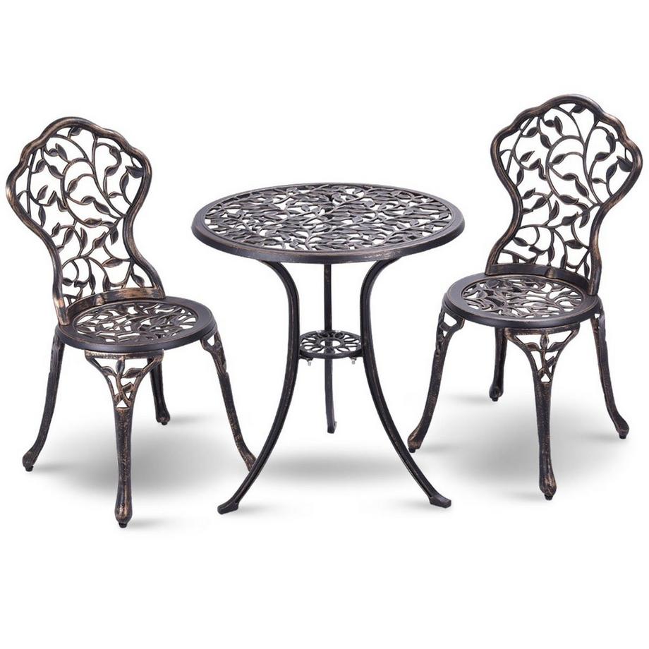 Northio Antik Aluminiumguss Bistroset Balkonset Sitzgruppe Gartentisch mit Stühle  