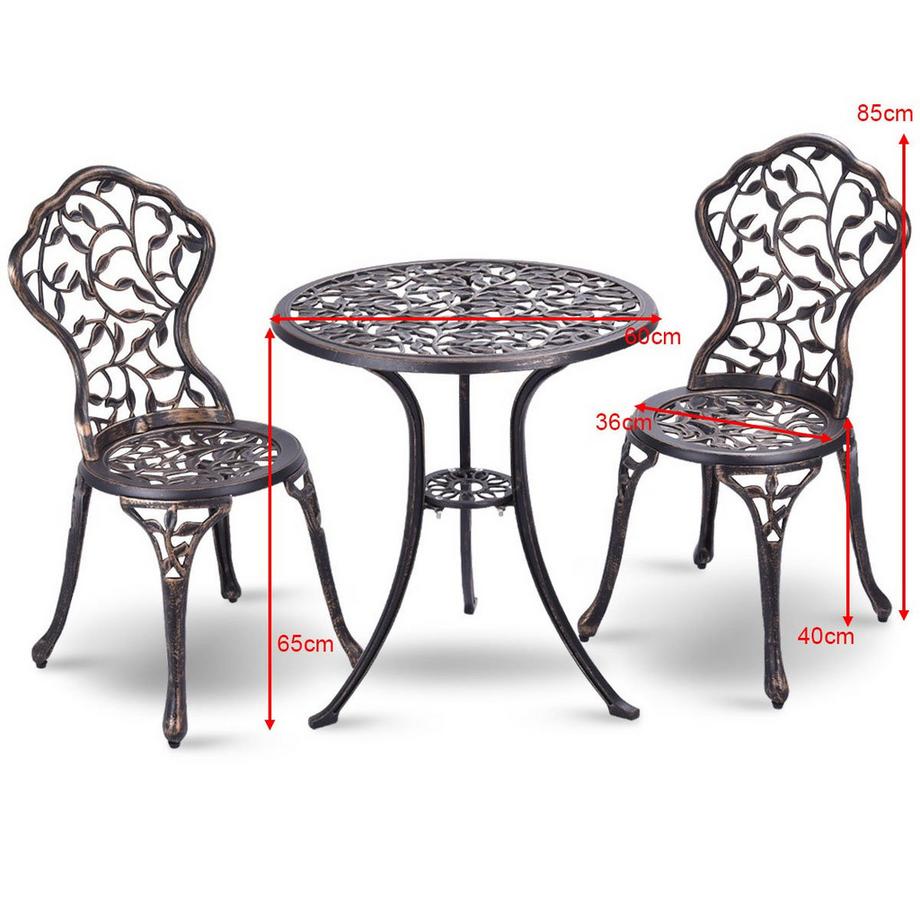Northio Antik Aluminiumguss Bistroset Balkonset Sitzgruppe Gartentisch mit Stühle  