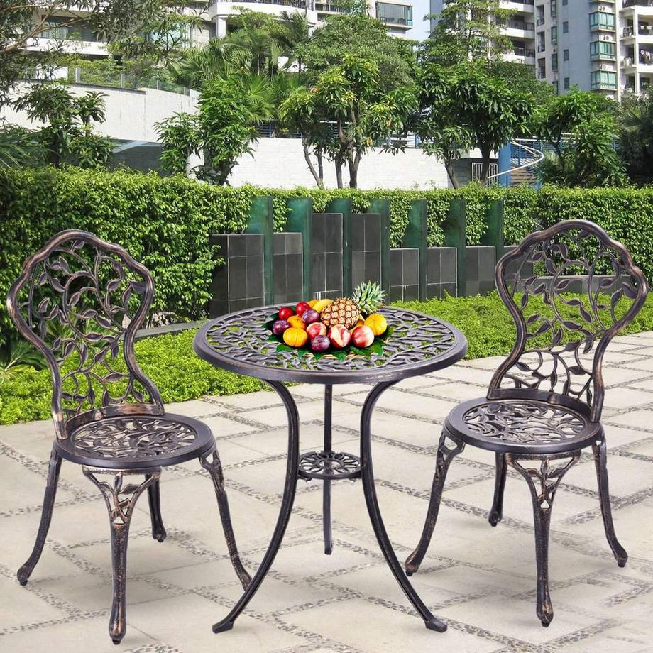 Antik Aluminiumguss Bistroset Balkonset Sitzgruppe Gartentisch mit Stühle