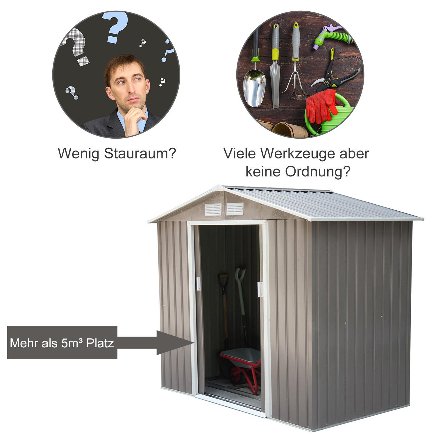 Northio Capanno Per Attrezzi Casetta Da Giardino Con Telaio Del Pavimento E Porte Scorrevoli, Resistente Alle Intemperie, Acciaio, Verde Chiaro, 213X130X185Cm  