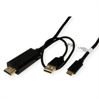 Roline  ROLINE 11045956 2 m USB Typ-C HDMI + USB Schwarz 