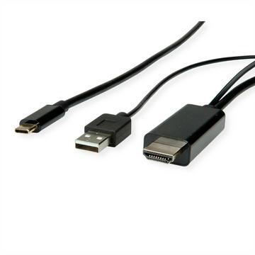 ROLINE 11045956 2 m USB tipo-C HDMI + USB Nero