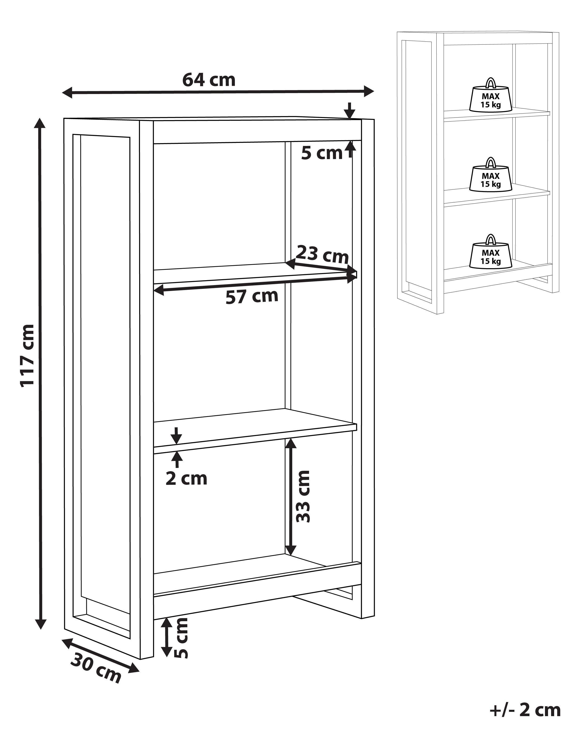 Beliani Bücherregal mit 3 Ebenen aus Faserplatte Modern JOHNSON  