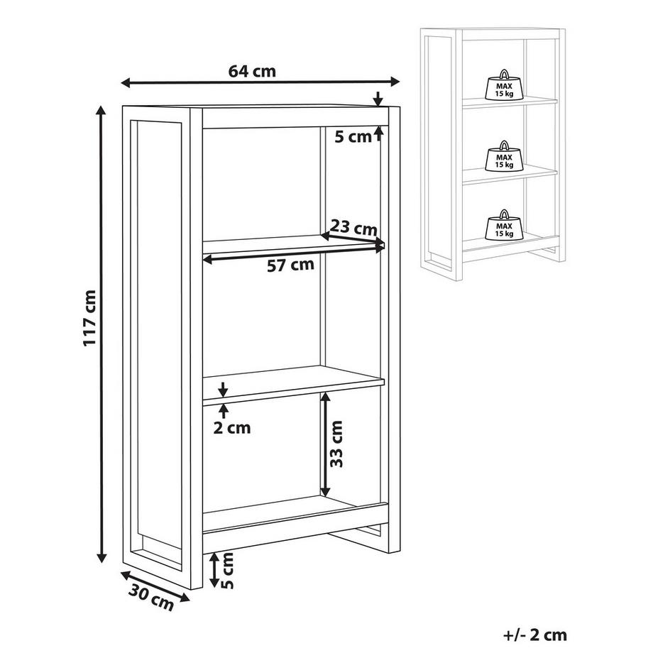 Beliani Libreria a 3 ripiani en Pannello di fibre (LDF) Moderno JOHNSON  