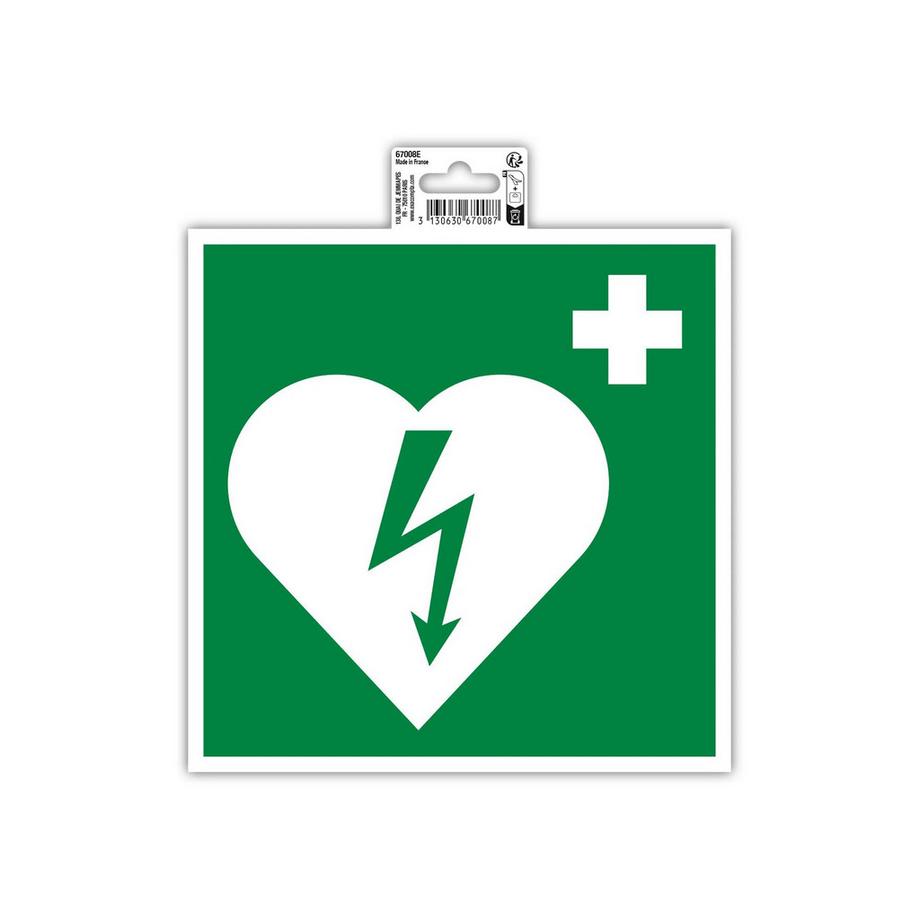 Panneau PVC adhésif antidérapant Défibrilateur 20x20 cm