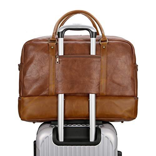 Only-bags.store Große Leder Reisetasche Handgepäck Travel Duffel Weekender mit Schuhfach  