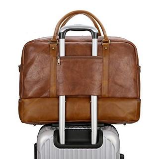 Only-bags.store Große Leder Reisetasche Handgepäck Travel Duffel Weekender mit Schuhfach  