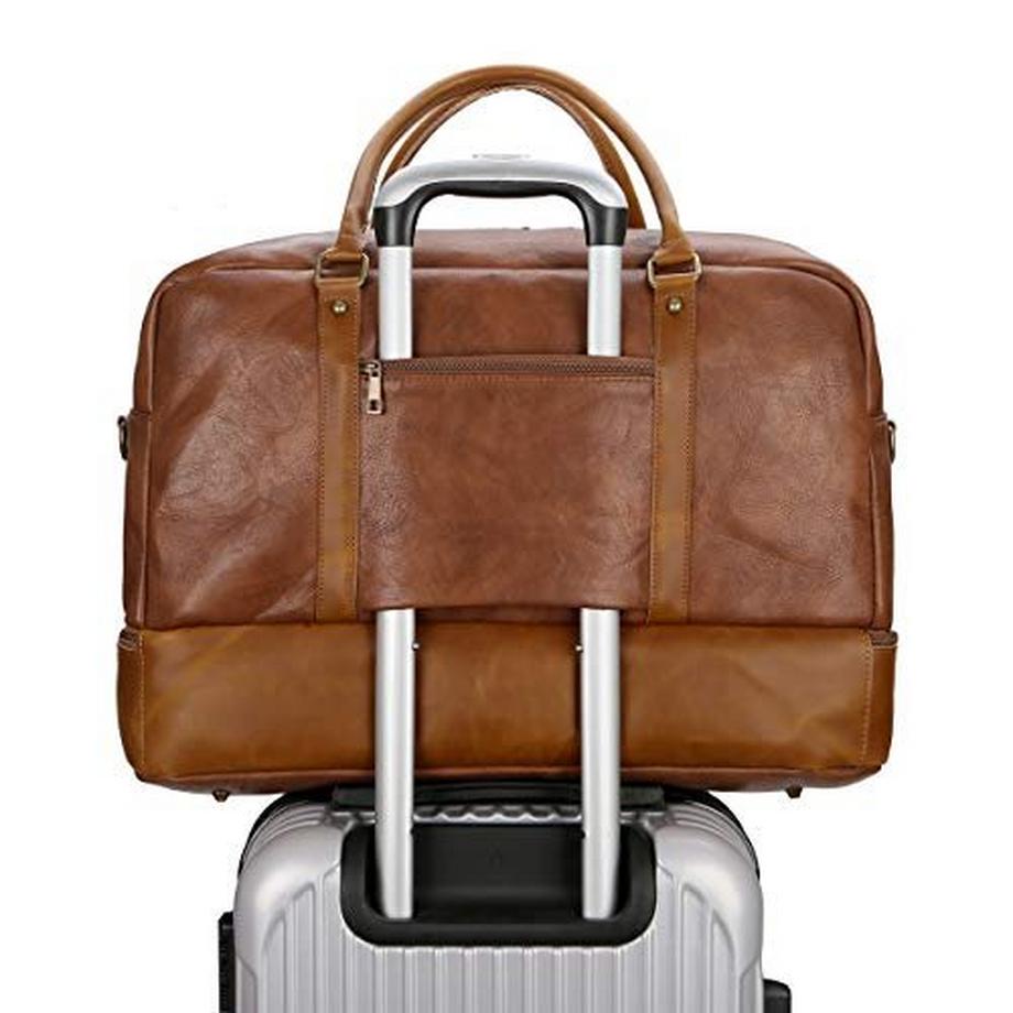 Only-bags.store Große Leder Reisetasche Handgepäck Travel Duffel Weekender mit Schuhfach  