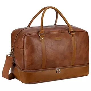 Only-bags.store Grand sac de voyage en cuir, bagage à main, sac de voyage,  sac de week-end avec compartiment à chaussures