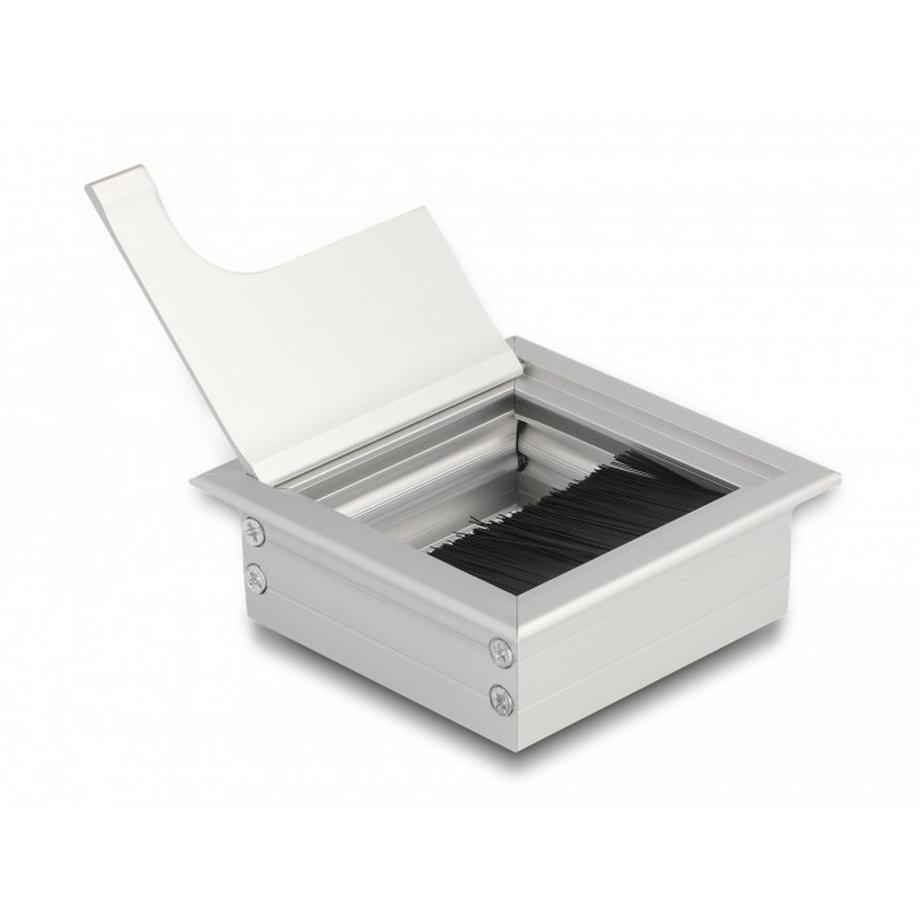 DeLock  Kabeldurchführung für Tischeinbau mit Bürste 80 x 80 x 28 mm silber 