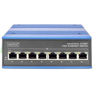 Digitus  Industrieller 8-Port Fast Ethernet Switch, unmanaged, reduntante Stromversorgung 