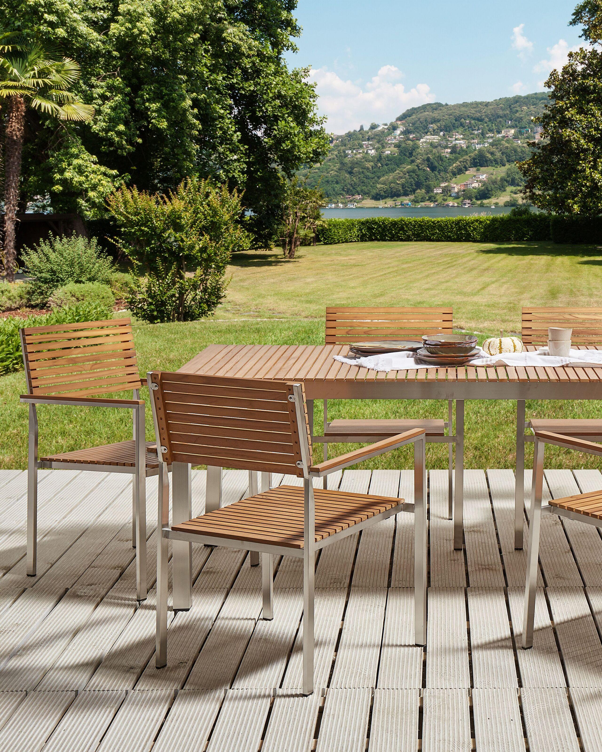 Beliani Lot de 6 chaises de jardin en Teck certifié FSC® Traditionnel VIAREGGIO  