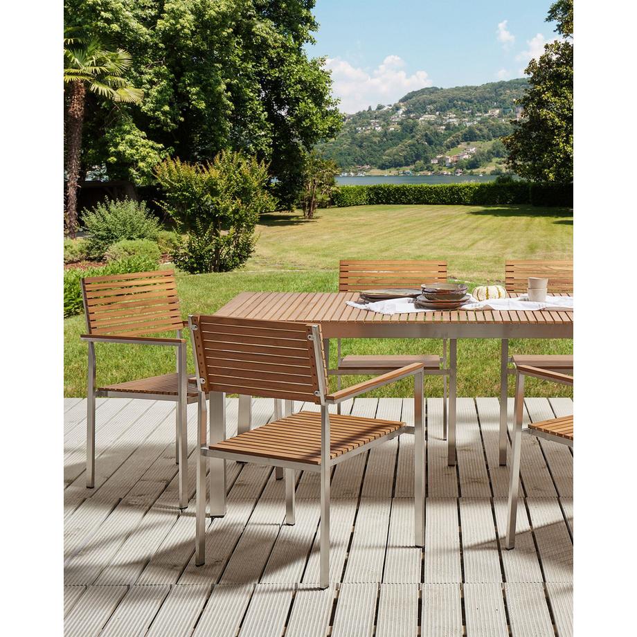 Beliani Gartenstuhl 6er Set aus FSC® zertifiziertes Teakholz Klassisch VIAREGGIO  