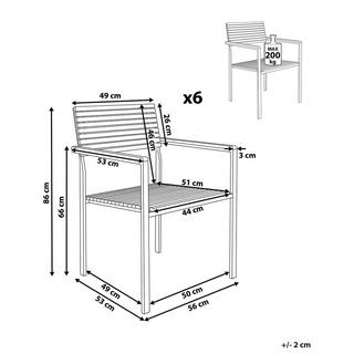 Beliani Lot de 6 chaises de jardin en Teck certifié FSC® Traditionnel VIAREGGIO  
