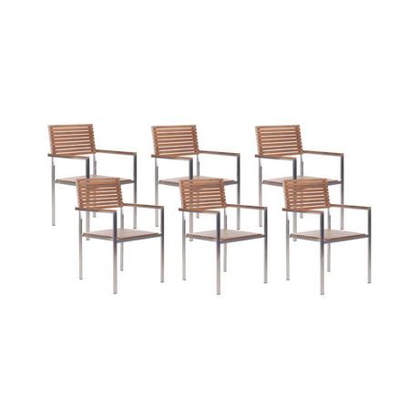 Beliani Lot de 6 chaises de jardin en Teck certifié FSC® Traditionnel VIAREGGIO  