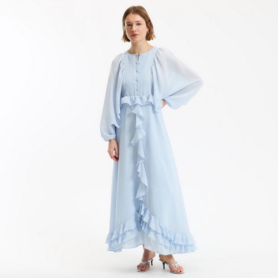 La Redoute Collections Langes Kleid mit Volants Puffärmeln  