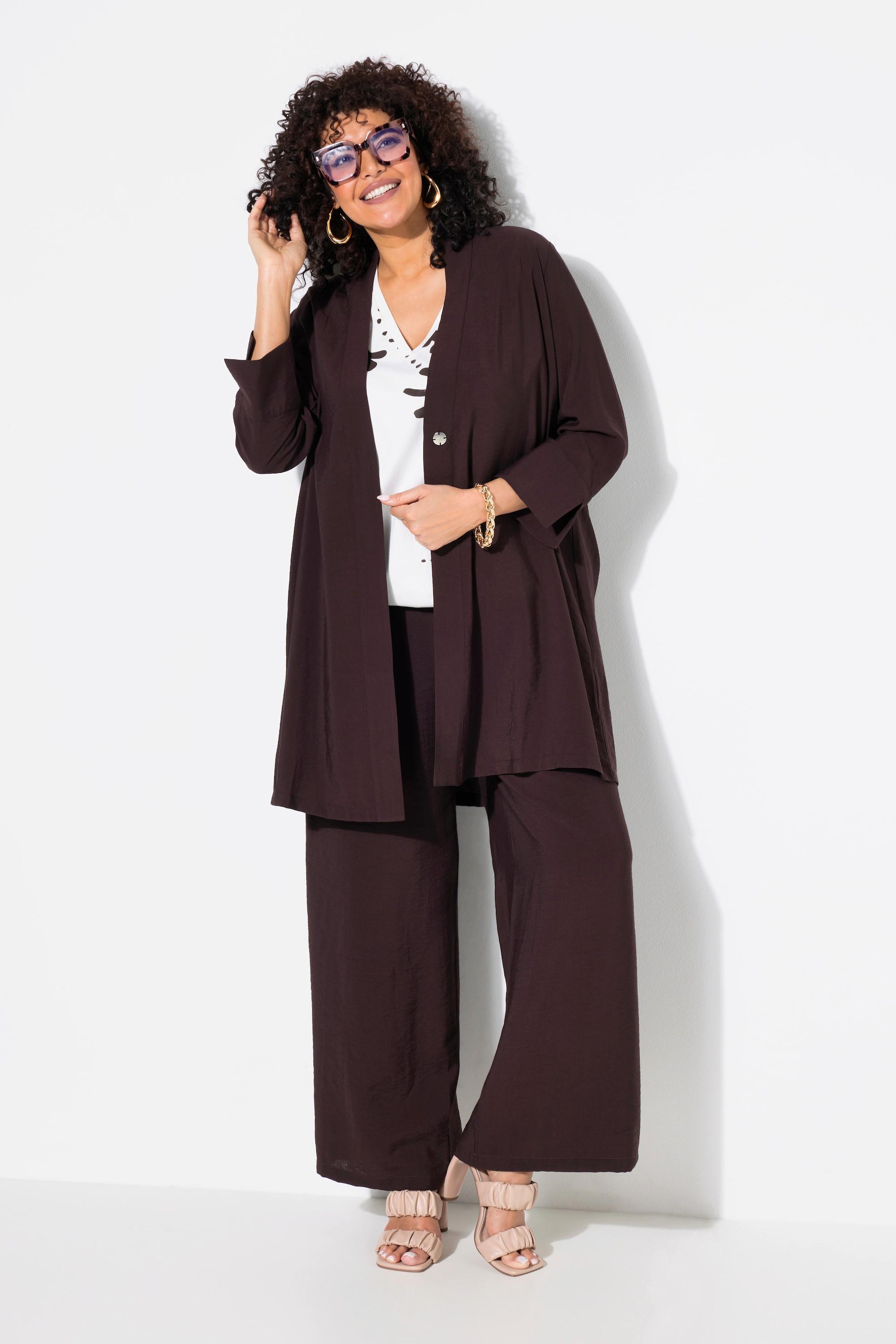 Ulla Popken V-Ausschnitt Druckknopf 7/8 Arm Jacke  