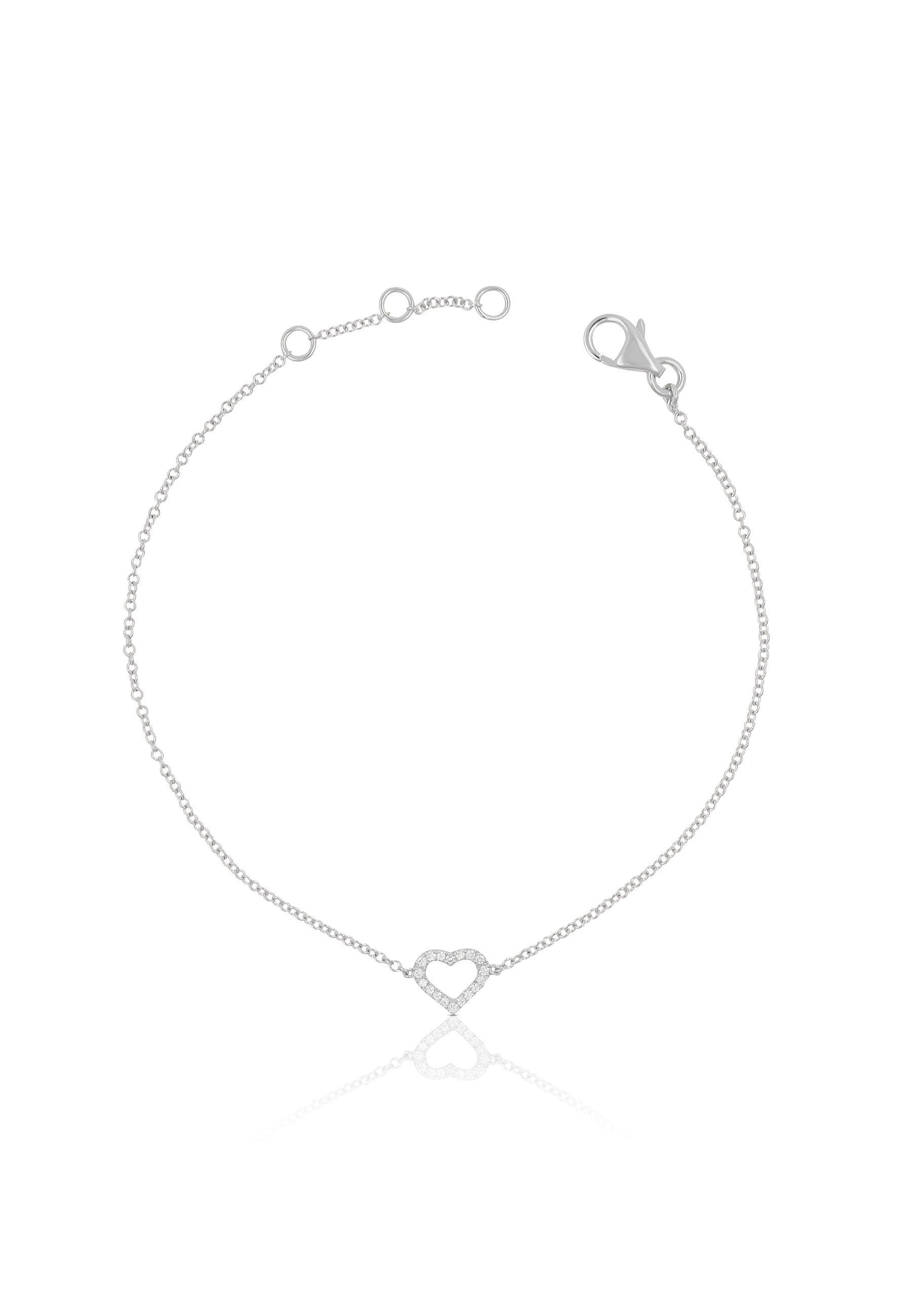 MUAU Schmuck  Bracelet coeur en or blanc 750 18 diamants 0,06ct. 19cm 