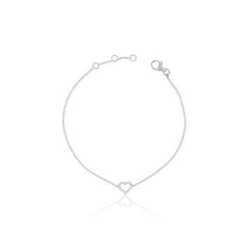 Bracelet coeur en or blanc 750 18 diamants 0,06ct. 19cm