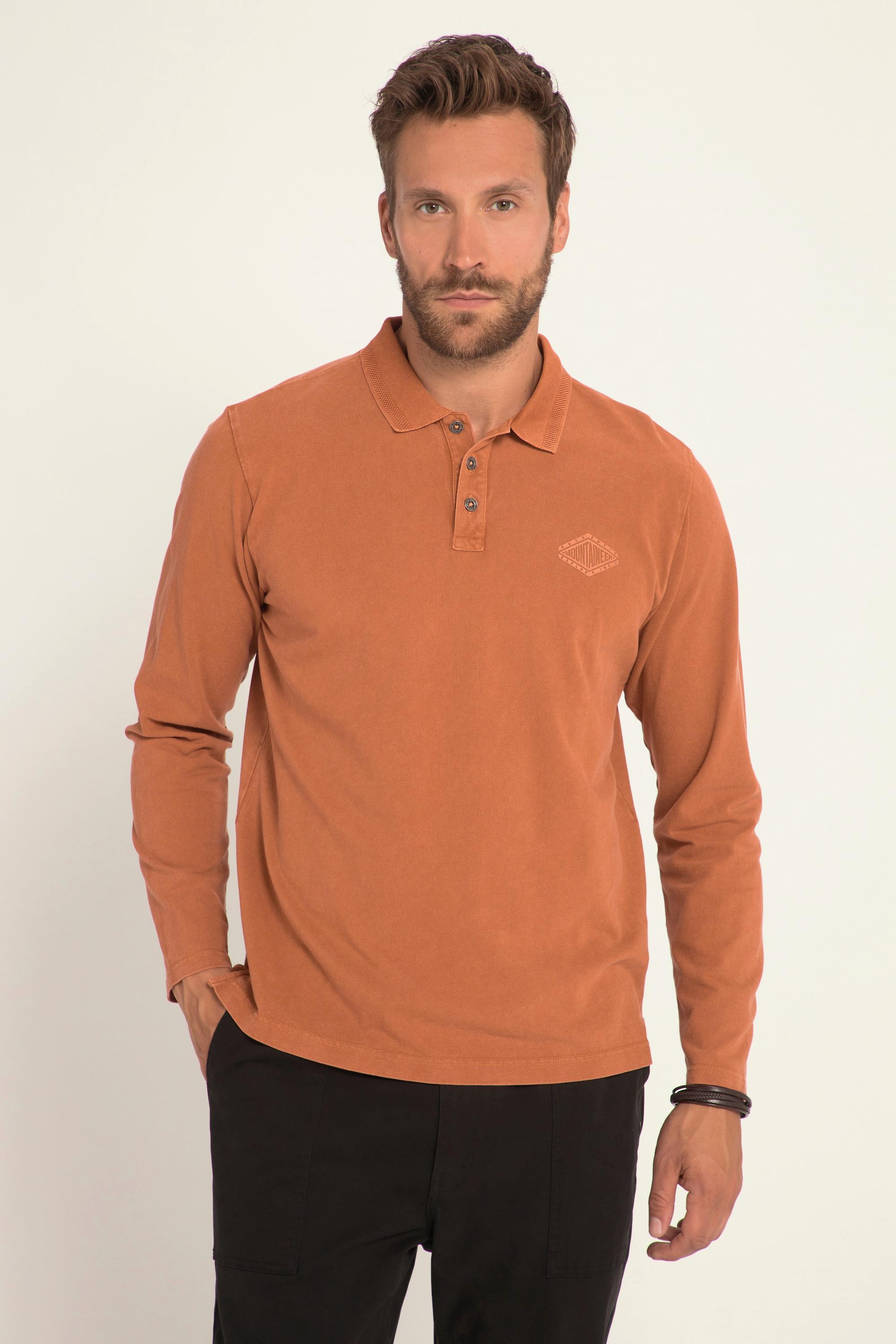 JP1880  Maglia polo con lavaggio vintage, collo polo e maniche lunghe 