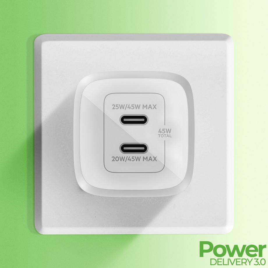 belkin  Ladegerät 2x USB-C 45W GaN Belkin Weiß 