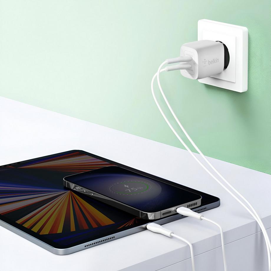 belkin  Ladegerät 2x USB-C 45W GaN Belkin Weiß 
