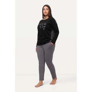 Ulla Popken  Pantaloni loungewear dal taglio della gamba stretto con orlino arrotolato e cintura elastica 