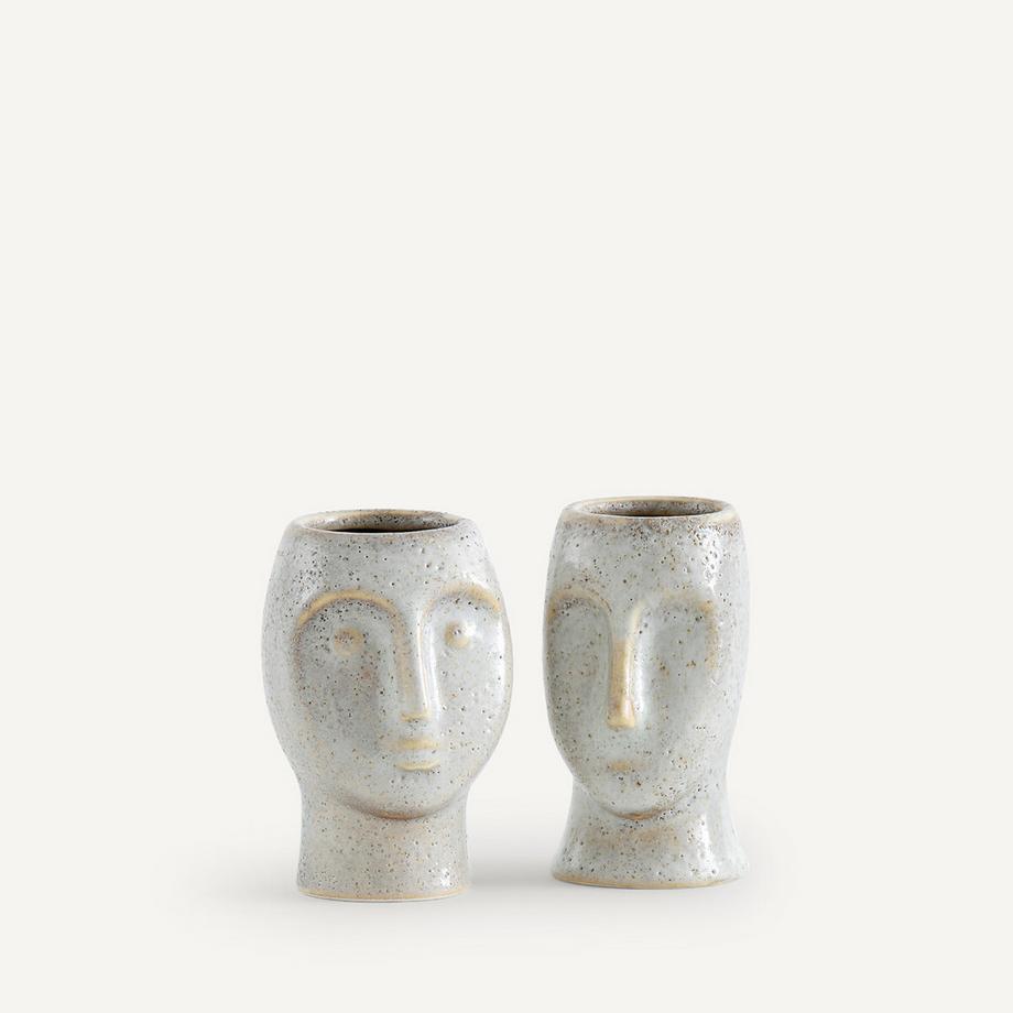 AM.PM Lot de 2 cache-pots en grès H10cm  